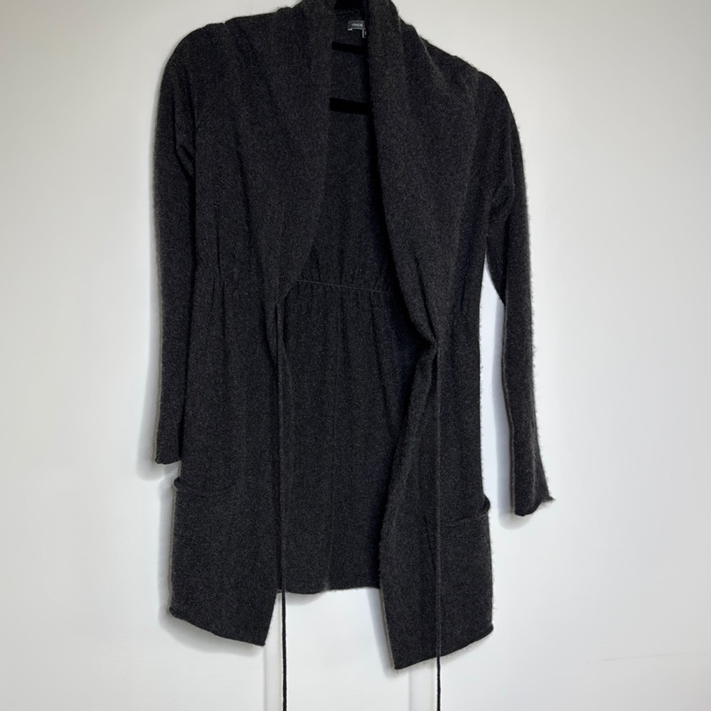 Vince Charcoal Open Front Cashmere Cardigan